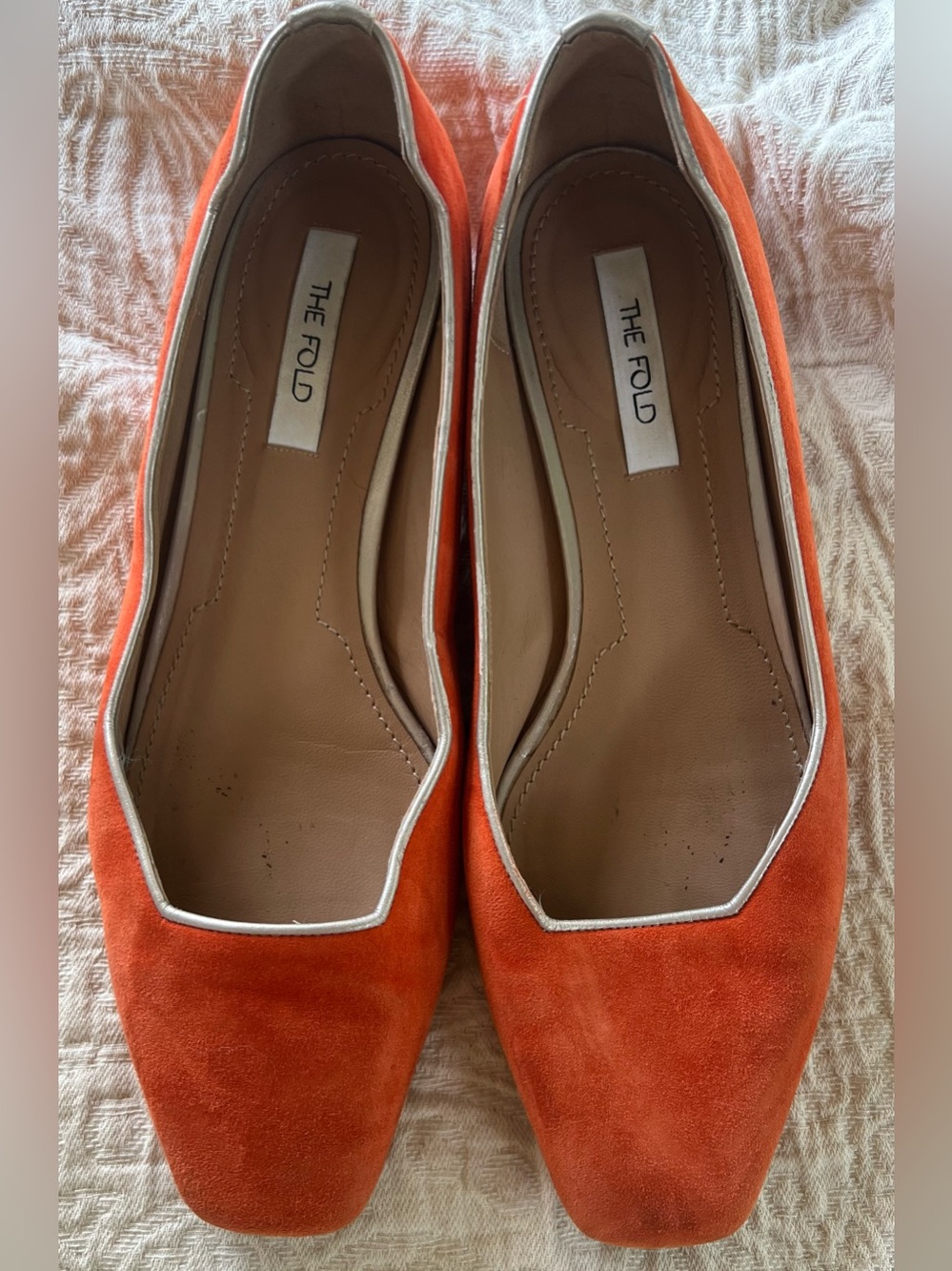 The Fold London Orange Suede Low Heel Shoes Sz EU 37 US 6